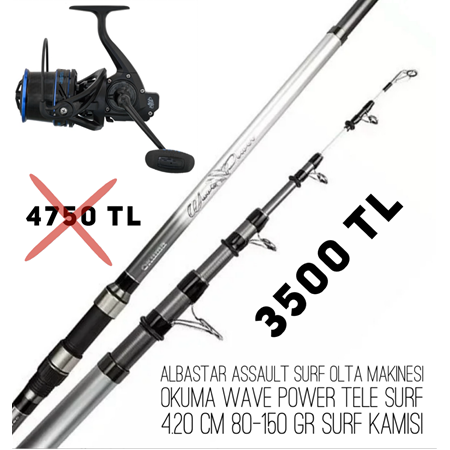 Okuma Wave Power Tele Surf 4.20 cm 80-150 gr / Albastar Assault Surf Olta Makinesi
