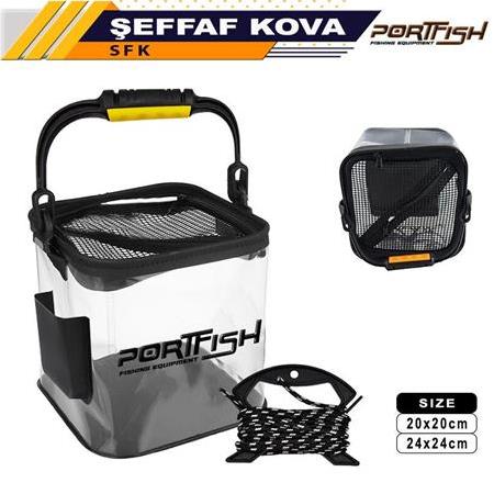 Portfish Şeffaf Katlanır Kova 24x24